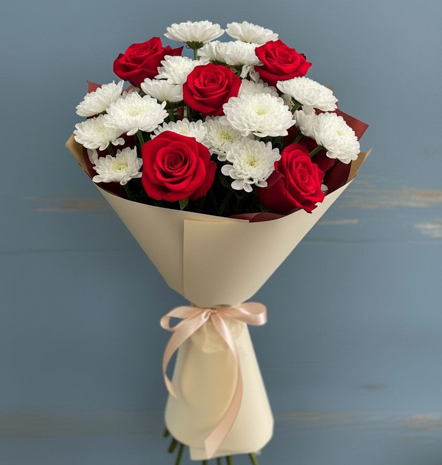 Букет цветов из: Розы и Хризантемы в Митрополье