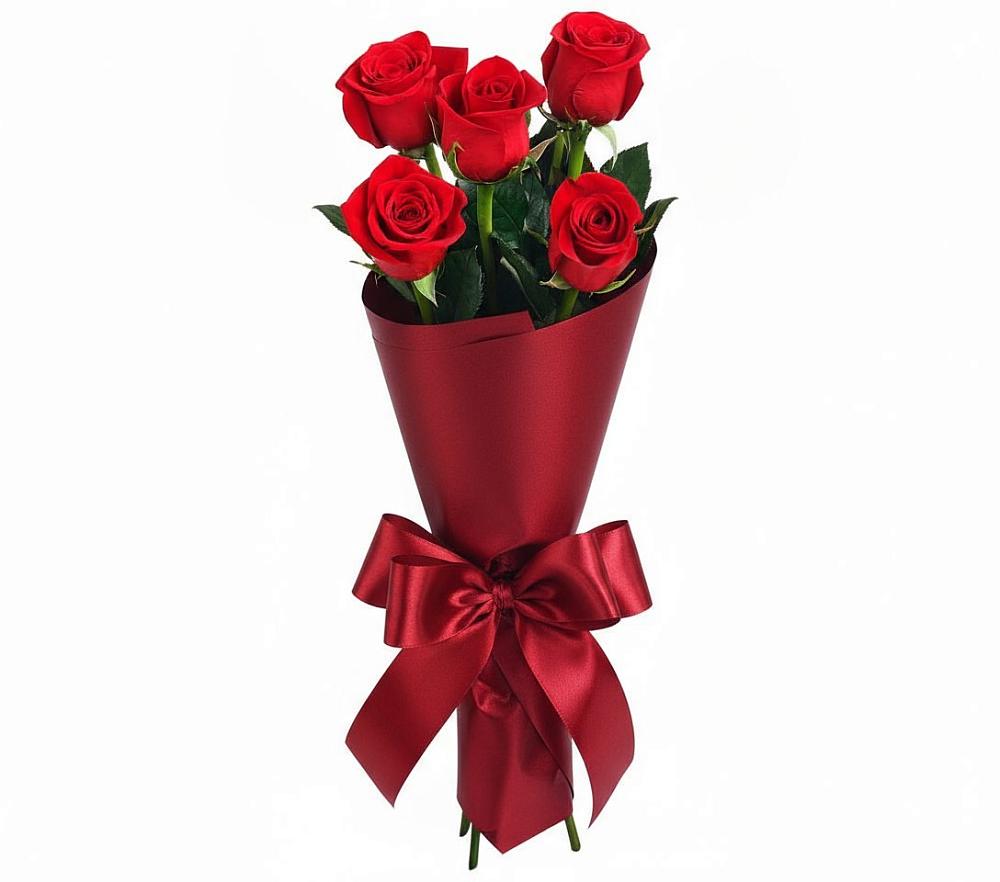 Букет 5 Красных роз Эдлесс Лав в Митрополье