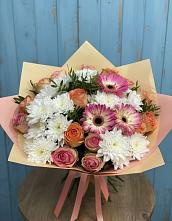 Букет цветов из:  Розы, Герберы и Хризантемы в Митрополье