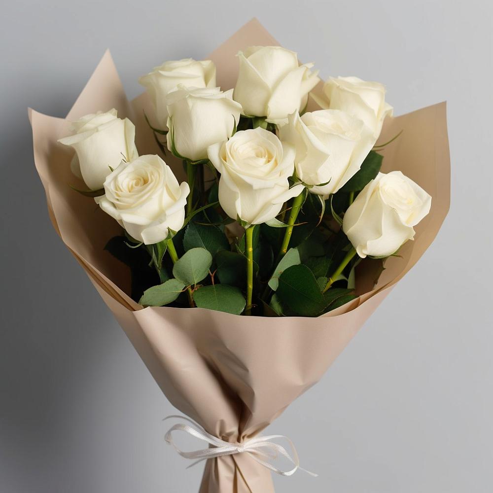 Букет 9 Белых роз Эдлесс Лав в Митрополье