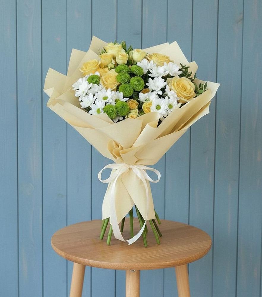 Букет цветов из: Хризантемы и Розы в Митрополье