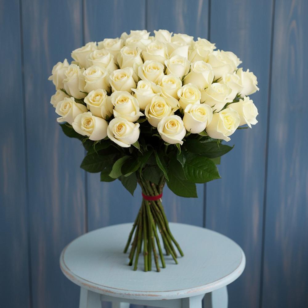 Букет 51 Белая роза Эдлесс Лав в Митрополье