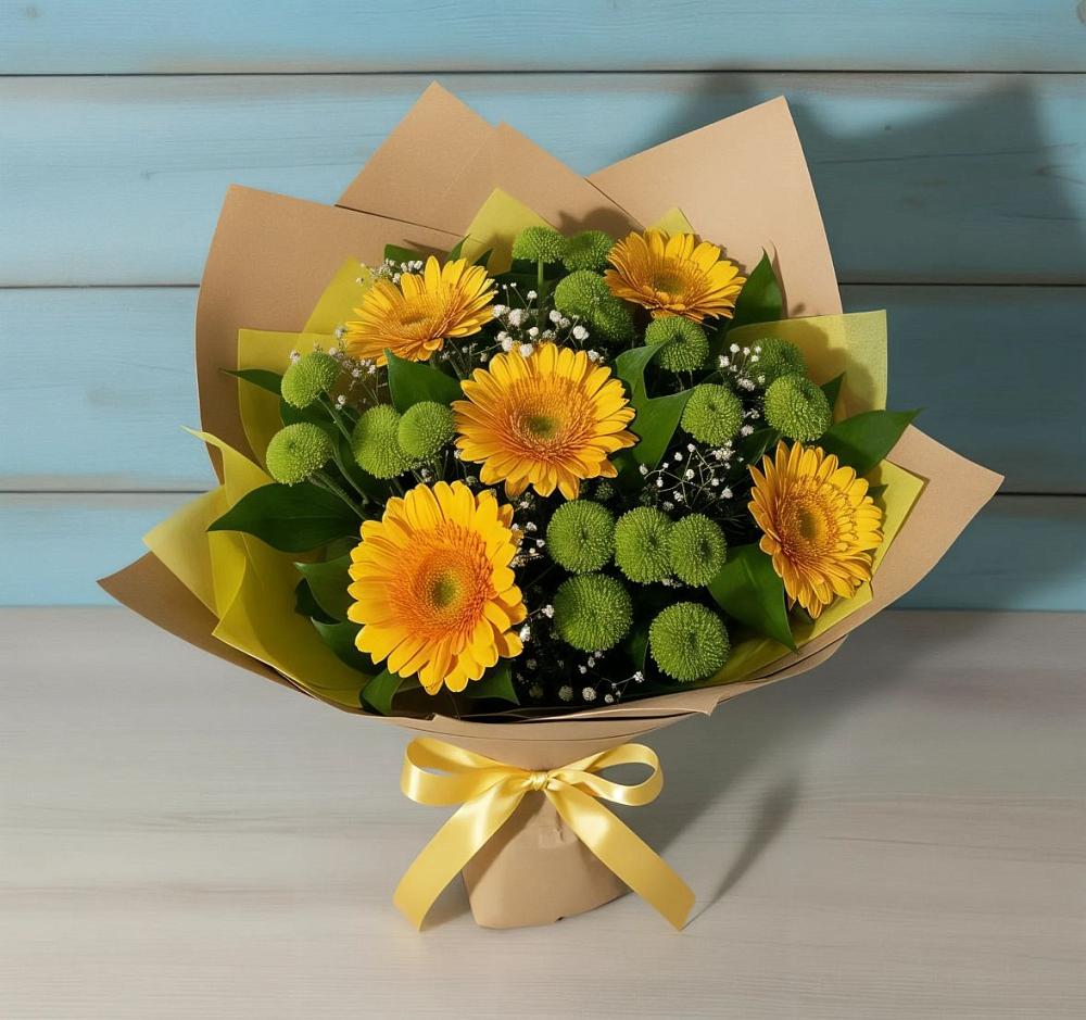 Букет цветов из: Герберы и Хризантемы в Митрополье