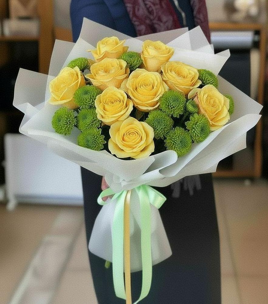 Букет цветов из: Хризантемы и Розы в Митрополье