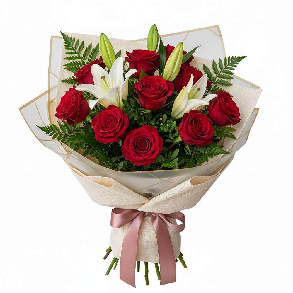 Букет цветов из: Лилии и Розы в Митрополье