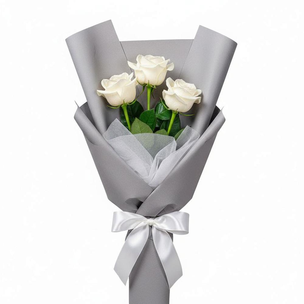 Букет 3 белые розы в Митрополье
