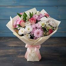 Букет цветов из:  Хризантемы, Альстромерии и Розы в Митрополье