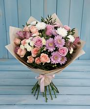 Букет цветов из:  Хризантемы, Розы и Альстромерии #REPLACE_PRED# Митрополье