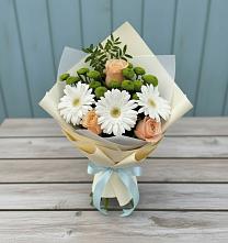 Букет цветов из:  Герберы, Розы и Хризантемы #REPLACE_PRED# Митрополье